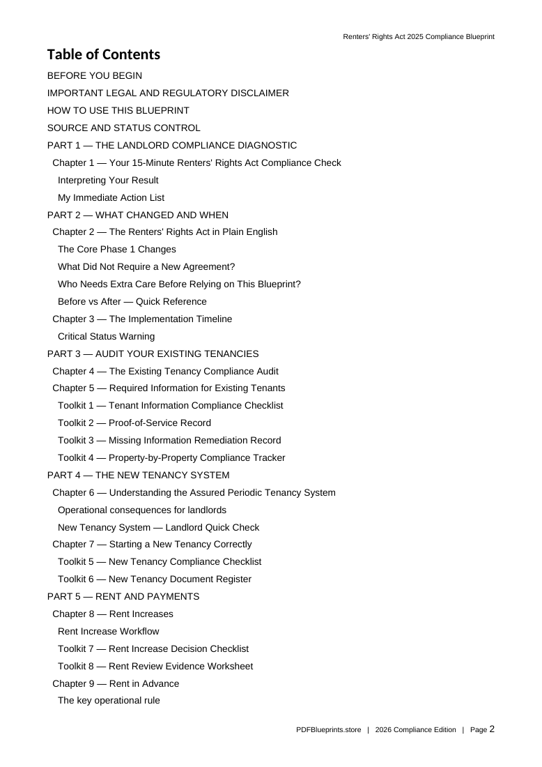 Renters’ Rights guide, contents page 2