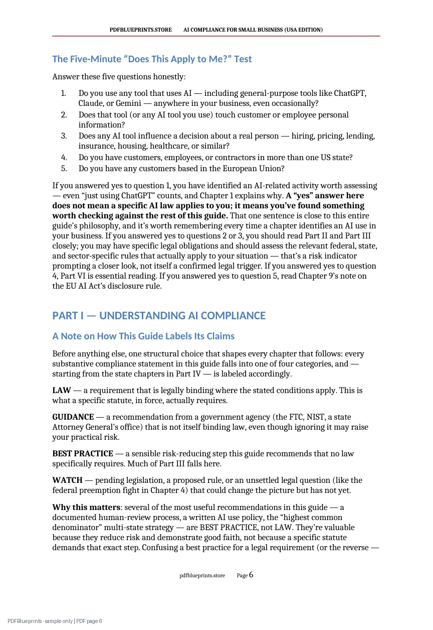 AI Compliance for Small Business — sample PDF page 6