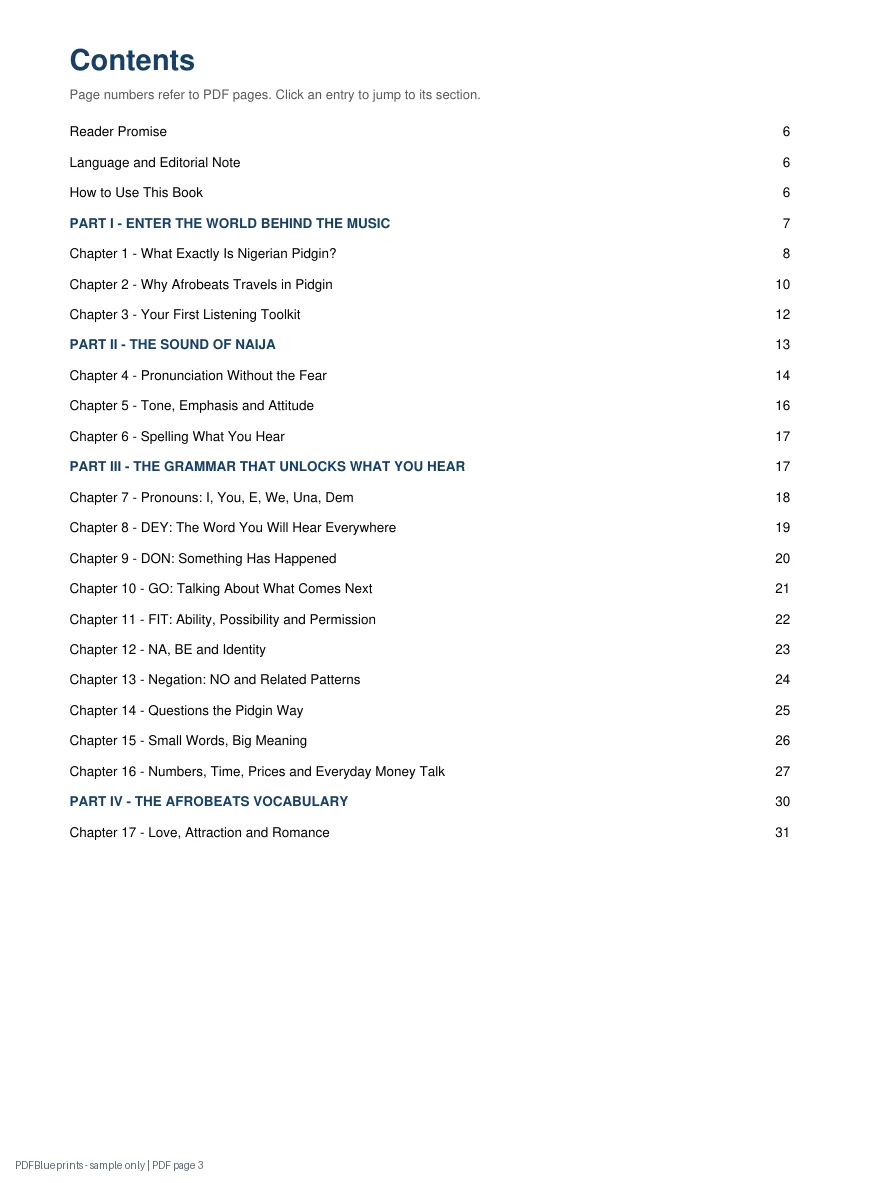 Nigerian Pidgin English: The Afrobeats Guide — sample PDF page 3