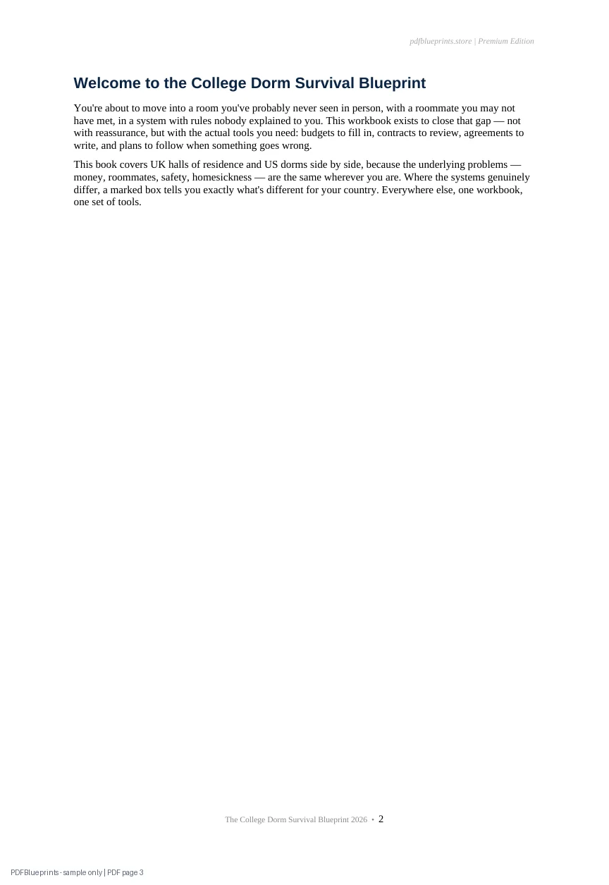 College Dorm Survival Blueprint 2026 — sample PDF page 3