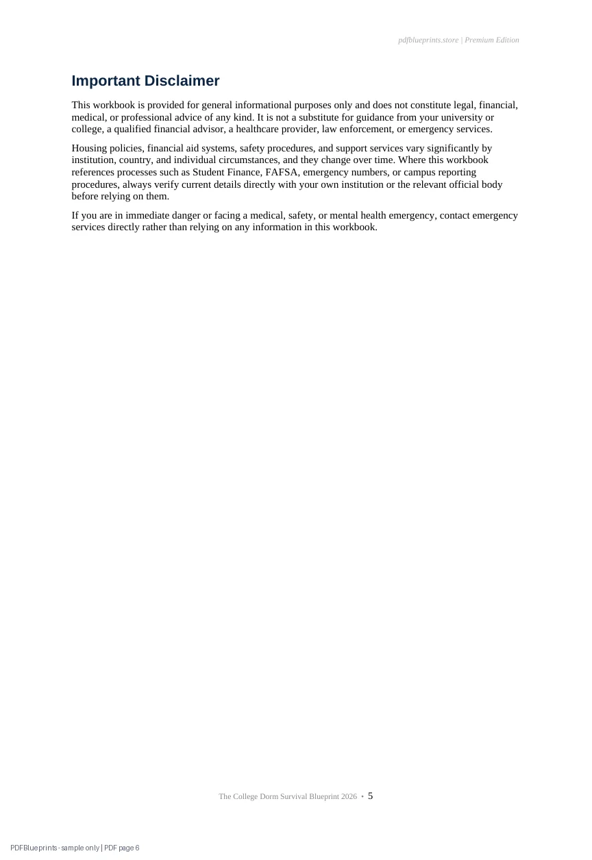 College Dorm Survival Blueprint 2026 — sample PDF page 6