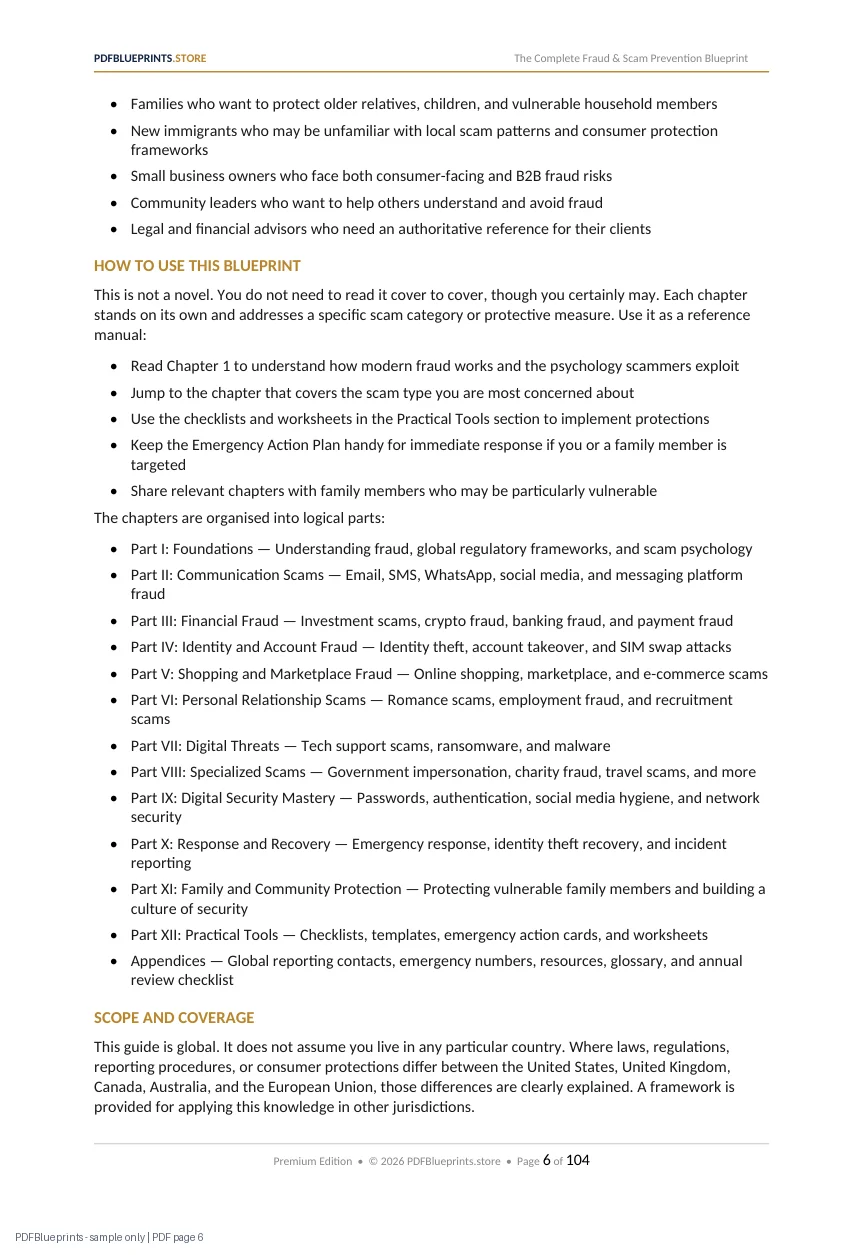 Fraud and Scam Prevention Blueprint — sample PDF page 6