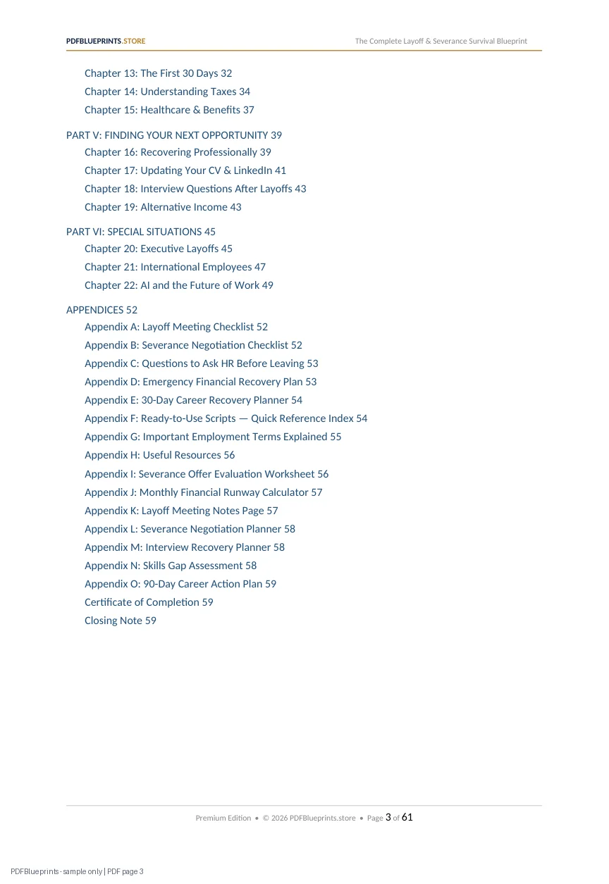 Layoff & Severance Survival Blueprint — sample PDF page 3