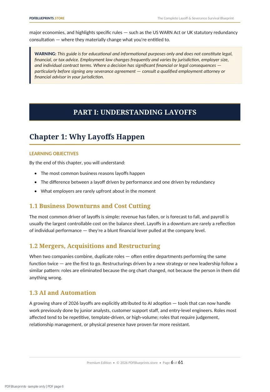 Layoff & Severance Survival Blueprint — sample PDF page 6