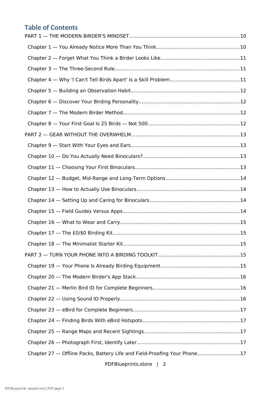 Modern Birding for Beginners Blueprint — sample PDF page 3