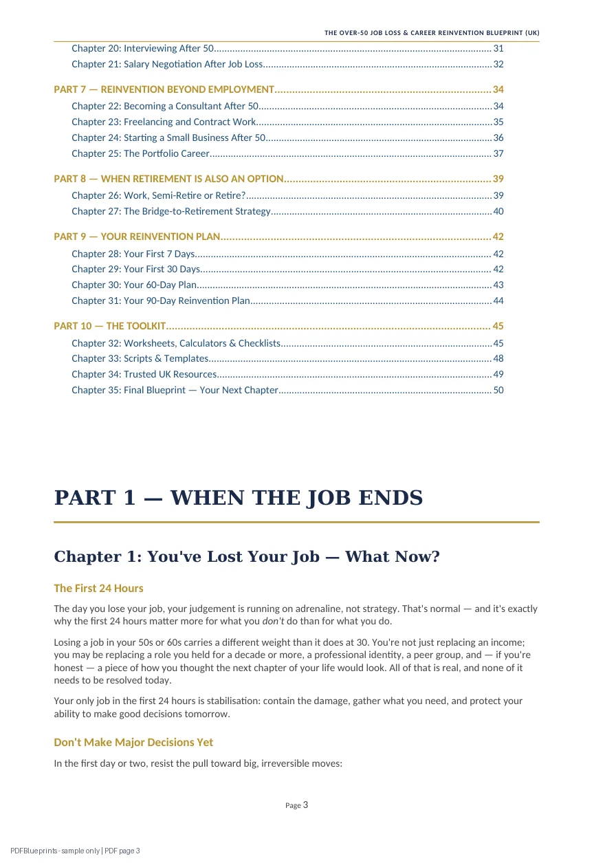 Over-50 Job Loss & Career Reinvention Blueprint (UK Edition) — sample PDF page 3