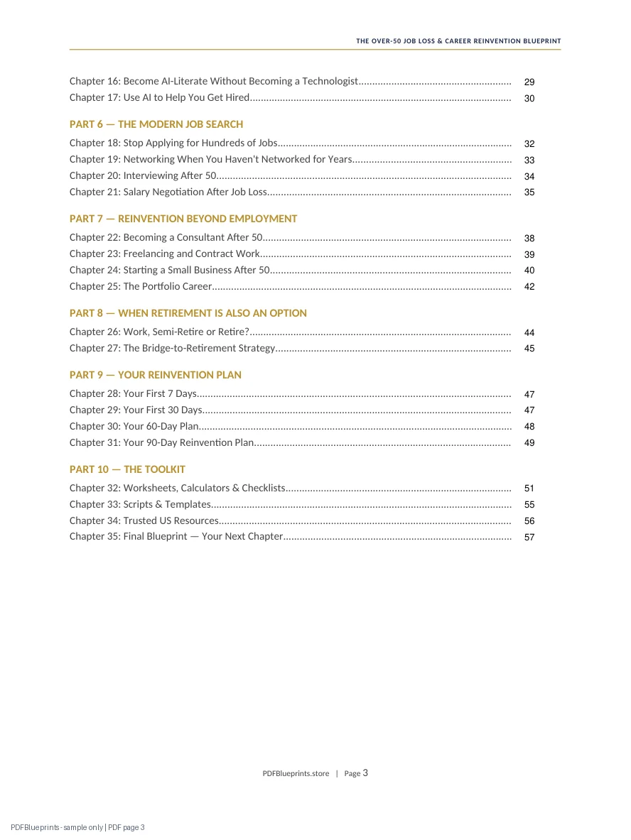 Over-50 Job Loss & Career Reinvention Blueprint (US Edition) — sample PDF page 3