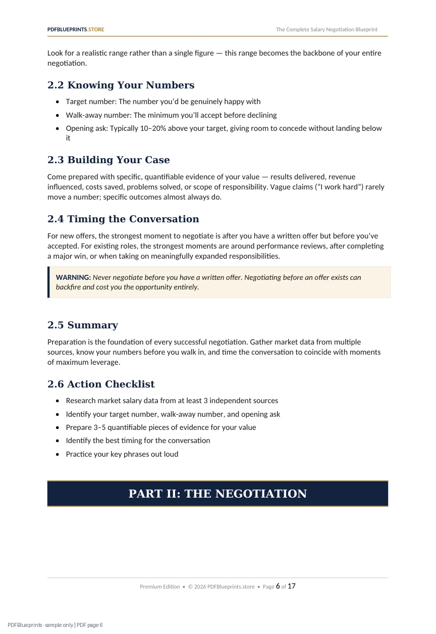 Salary Negotiation Blueprint — sample PDF page 6