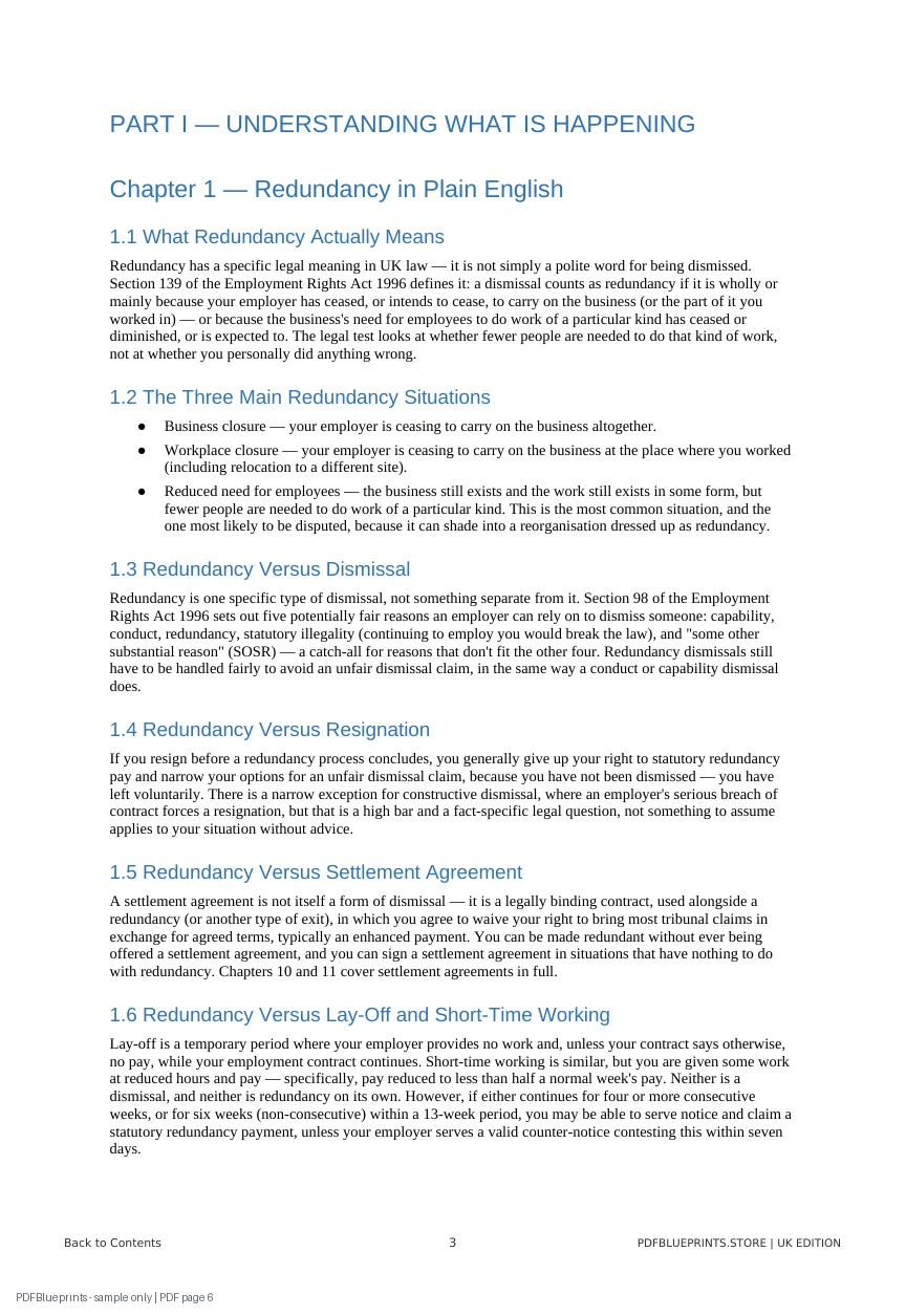 Redundancy & Settlement Agreement Survival Blueprint – UK Edition — sample PDF page 6