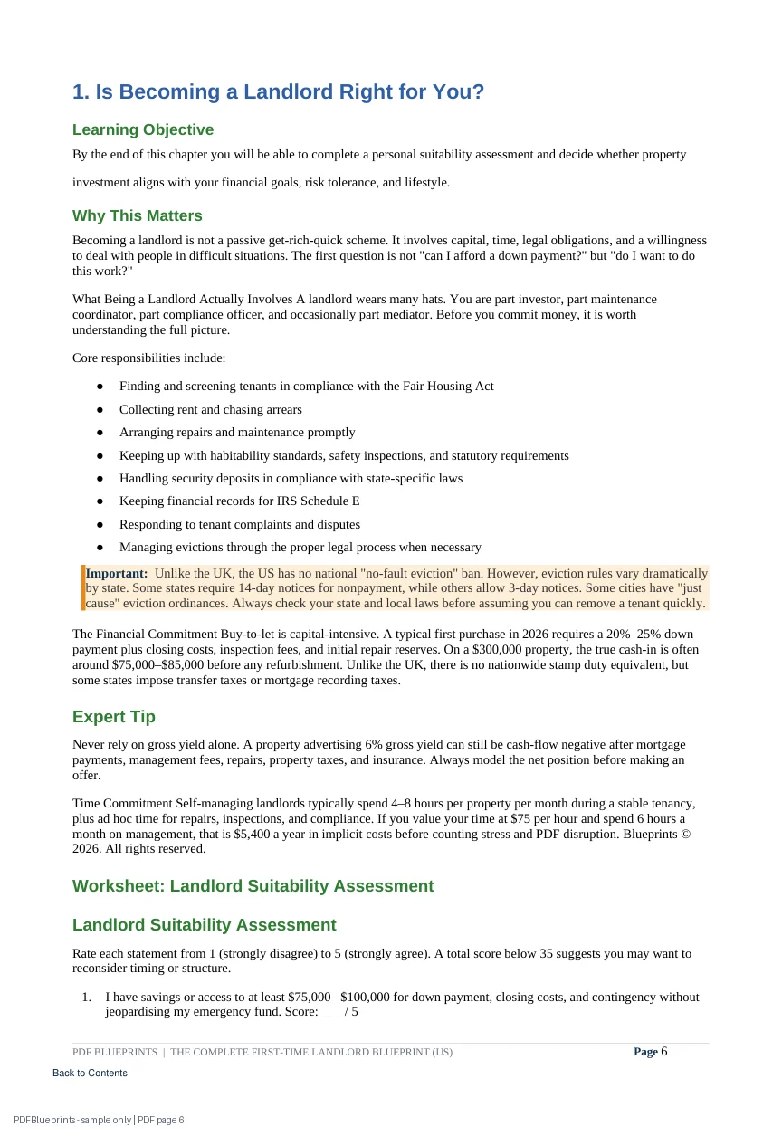 First-Time Landlord Blueprint – US Edition — sample PDF page 6
