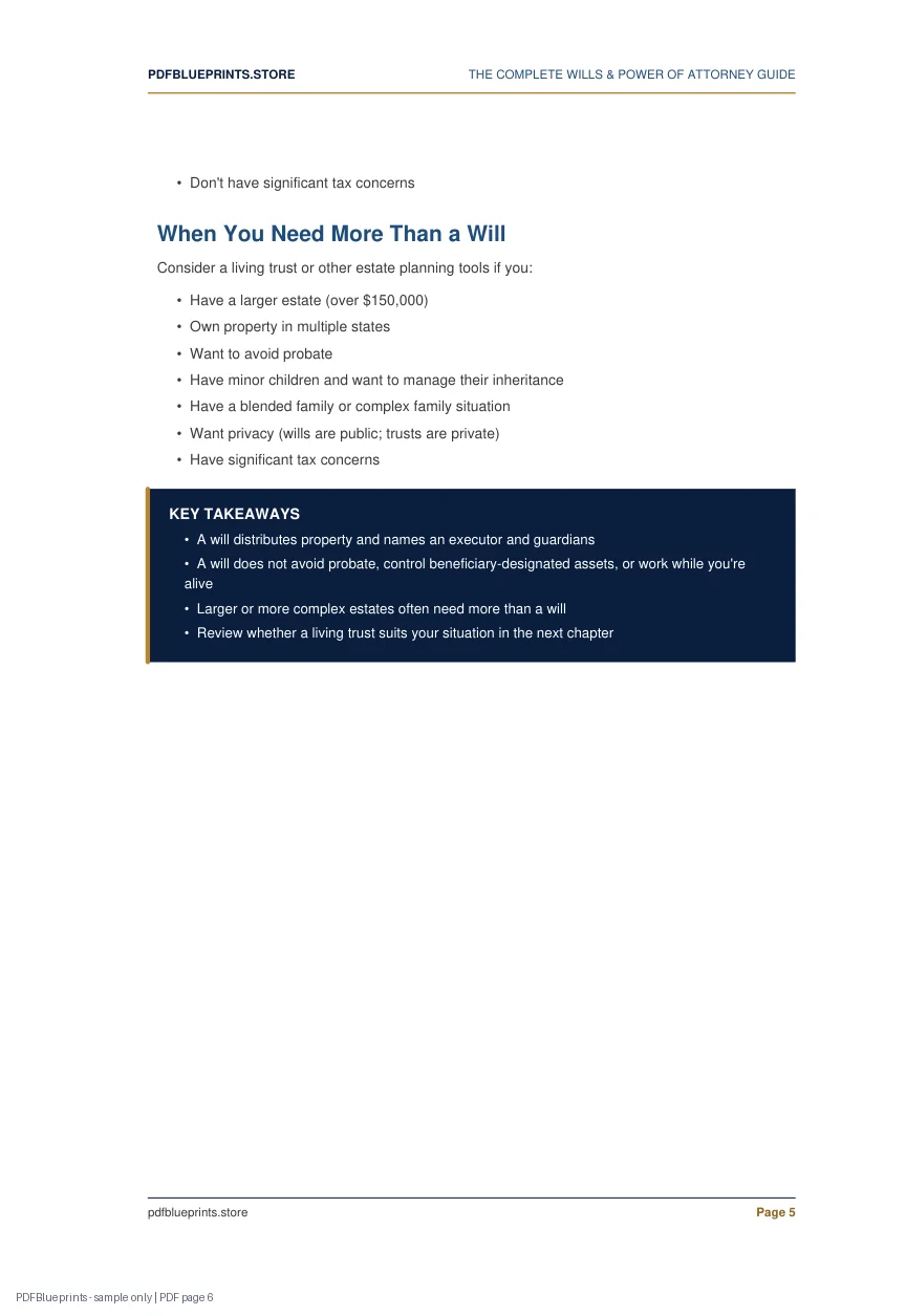 Wills & Power of Attorney Guide — sample PDF page 6