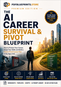 AI career survival & pivot blueprint book cover with city path and skills icons