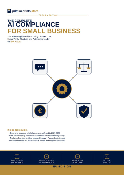 AI Compliance for Small Business EU Edition guide cover covering the EU AI Act