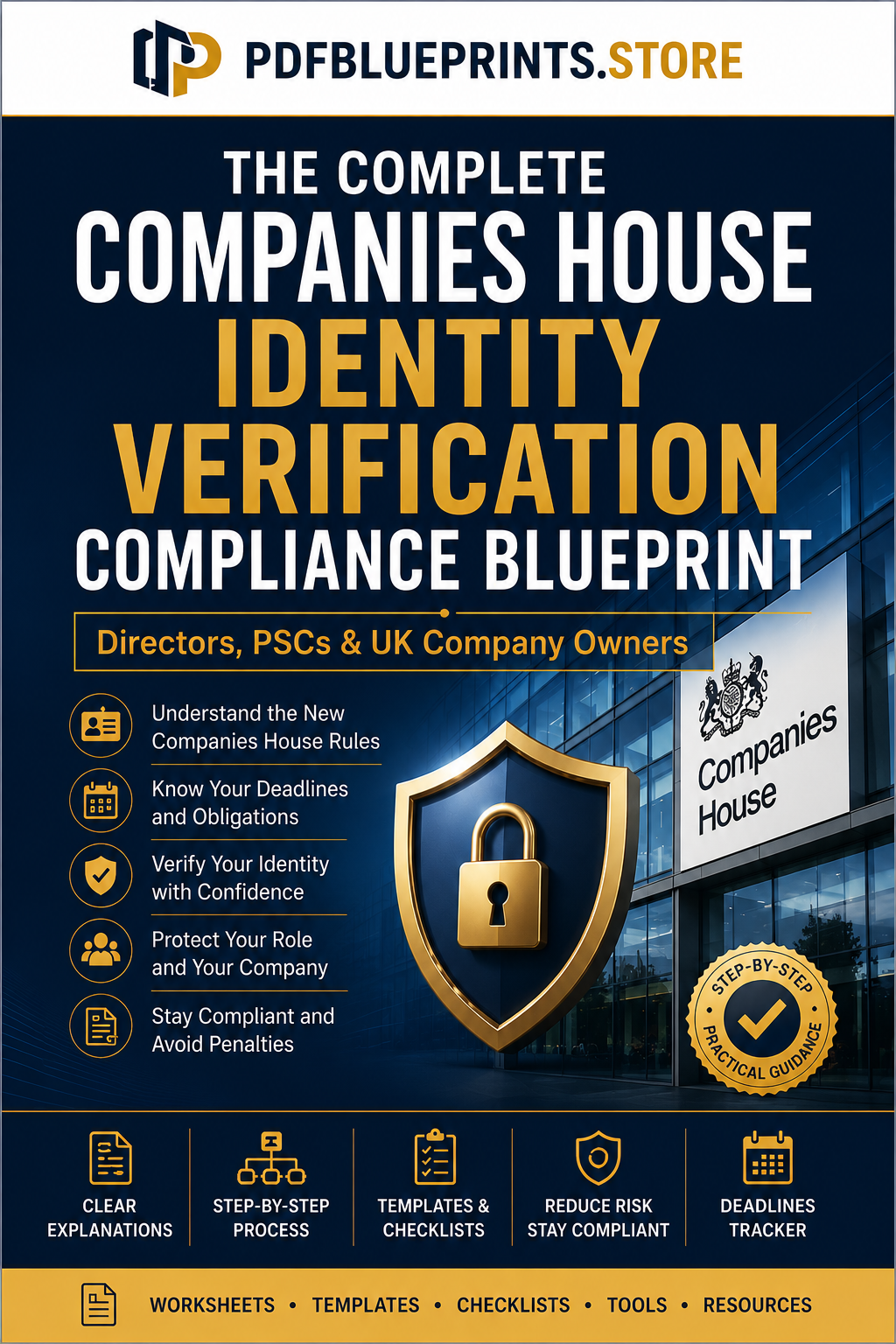 Companies House identity verification compliance blueprint guide, blue and gold cover