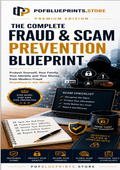 Fraud & scam prevention blueprint premium guide cover with checklist and security icons