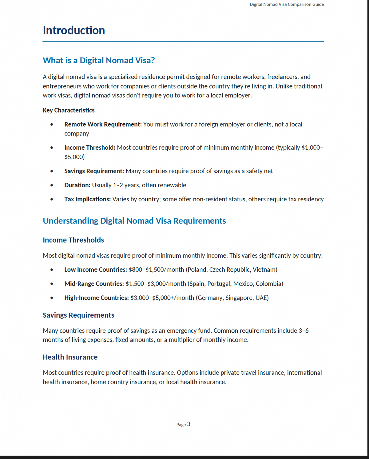 Digital Nomad Visa Comparison Guide