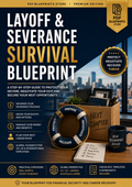 Layoff & severance survival blueprint guide, PDF workbook cover with ring binder